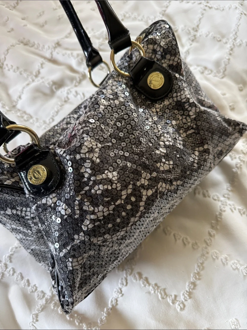 Vintage Y2K Betsey Johnson Sequin Satchel Bag